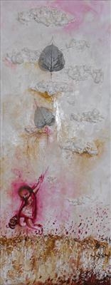 Two Little Friends Take A Shortcut Home by Sonia Di Bella, Painting, Oil on canvas